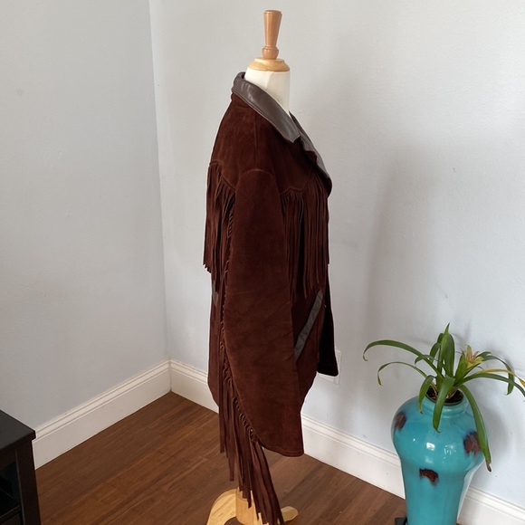 Vintage Lethar Suede Fringe Hippie Kantex Leather Jacket Size 40R - Picture 6 of 13